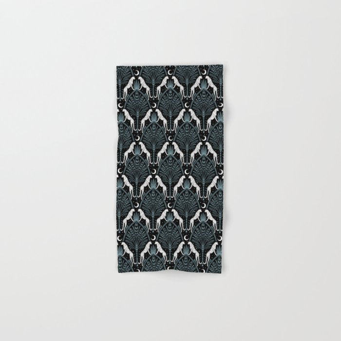 Night Cheetahs - black, white, and blue Bath Towel Gallery Image 1