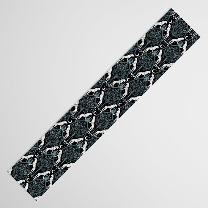 Night Cheetahs - black, white, and blue Table Runner Gallery Image 3