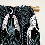 Night Cheetahs - black, white, and blue Window Curtain Gallery Image 2