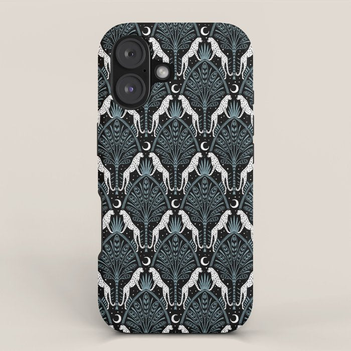 Night Cheetahs - black, white, and blue iPhone Case Gallery Image 1