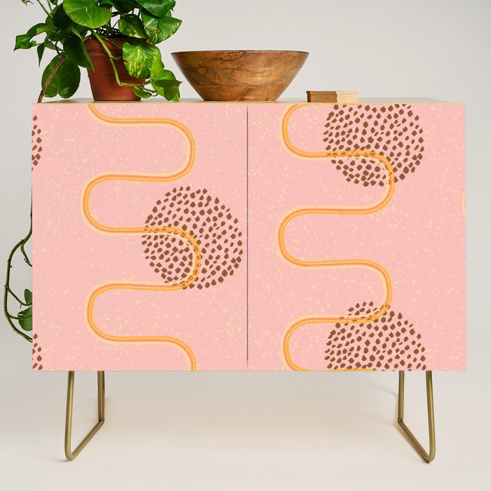 Abstract Fields in Peach Pink & Brown Credenza Gallery Image 1