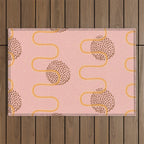 Abstract Fields in Peach Pink & Brown Outdoor Rug Gallery Image 1