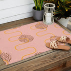 Abstract Fields in Peach Pink & Brown Outdoor Rug Gallery Image 2