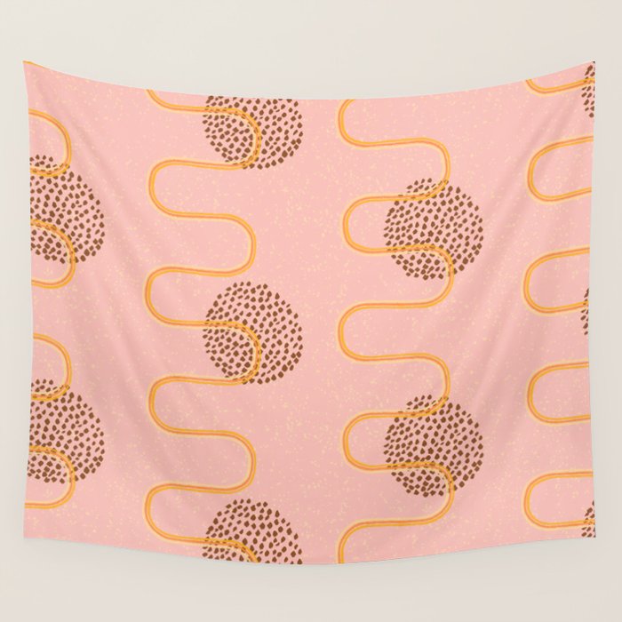 Abstract Fields in Peach Pink & Brown Wall Tapestry Gallery Image 4