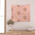 Abstract Fields in Peach Pink & Brown Wall Tapestry Gallery Image 2