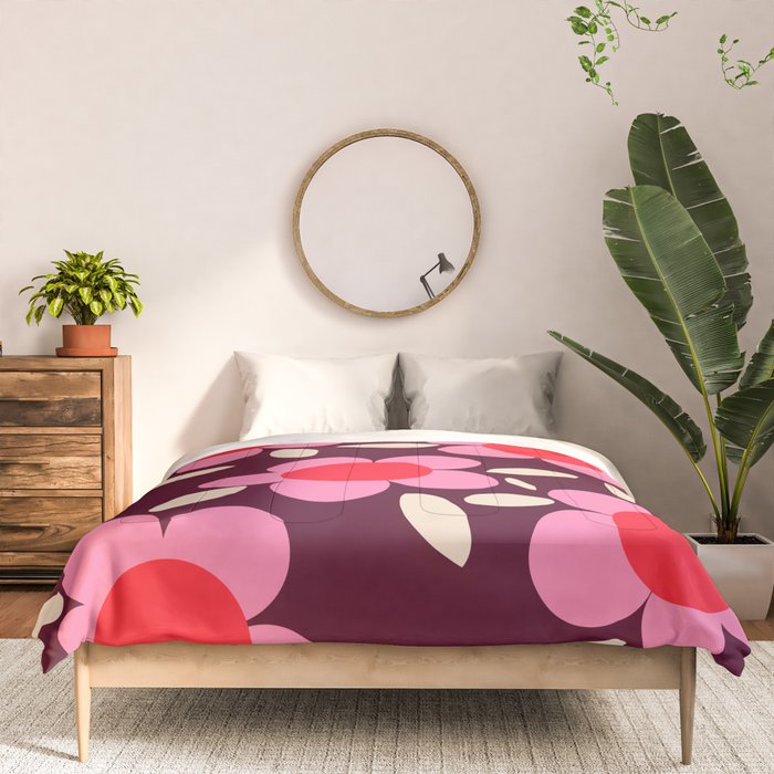 Pink and Maroon Flowers Pop Comforter Gallery Image 3