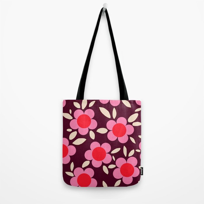 Pink and Maroon Flowers Pop Tote Bag Gallery Image 2