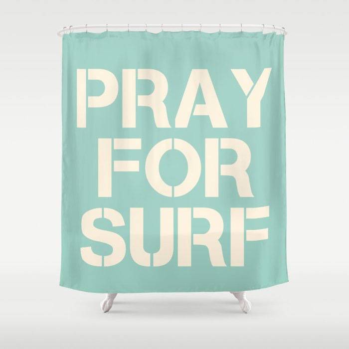 Pray For Surf | Blue Shower Curtain Gallery Image 1