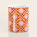 Checkered Sliced Citrus Fruit in Red & Peach Pink Coffee Mug Gallery Image 4