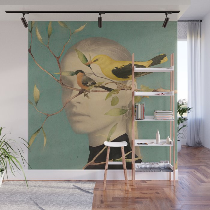 Woman and Birds Wall Mural Gallery Image 1