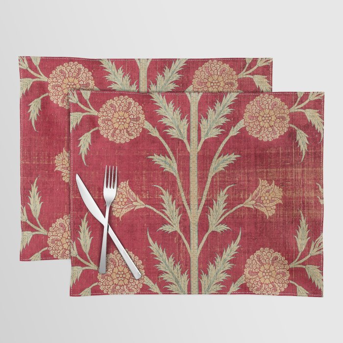 Vintage Distressed Red Floral Placemat Gallery Image 1