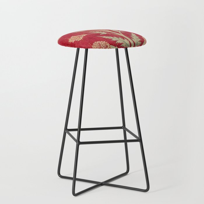 Vintage Distressed Red Floral Stool Gallery Image 1