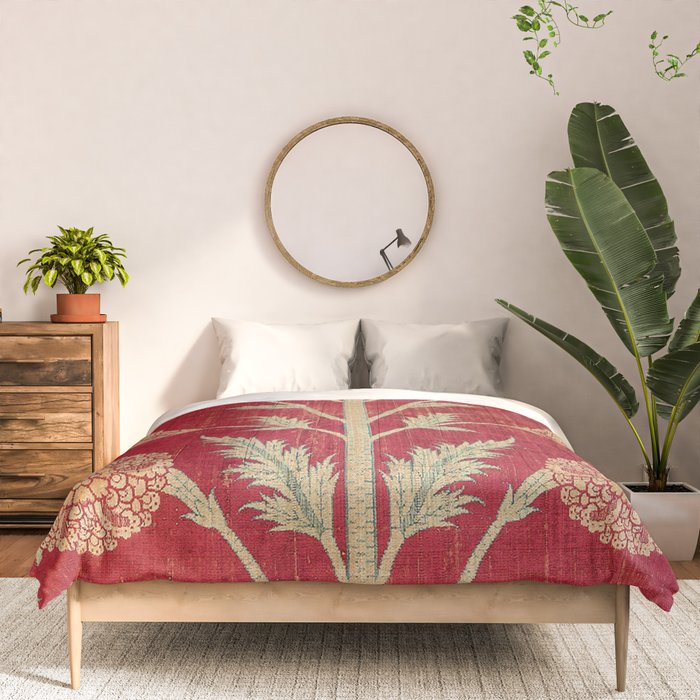 Vintage Distressed Red Floral Comforter Gallery Image 3