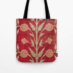 Vintage Distressed Red Floral Tote Bag Gallery Image 1