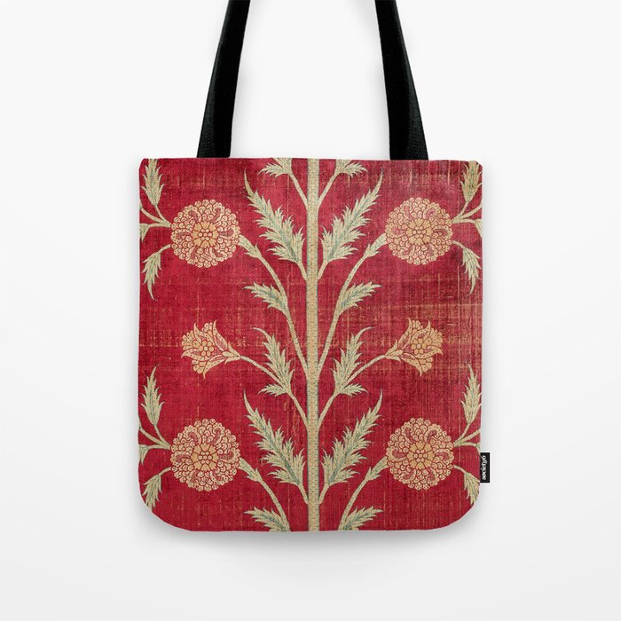 Vintage Distressed Red Floral Tote Bag Gallery Image 1