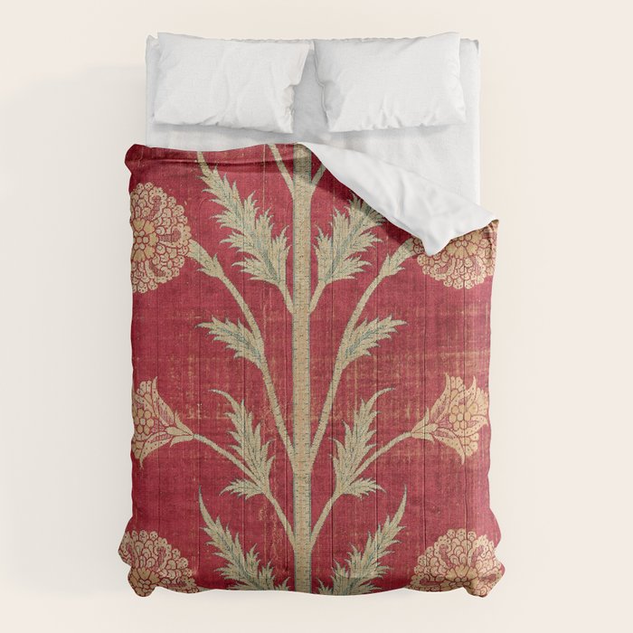 Vintage Distressed Red Floral Comforter Gallery Image 6