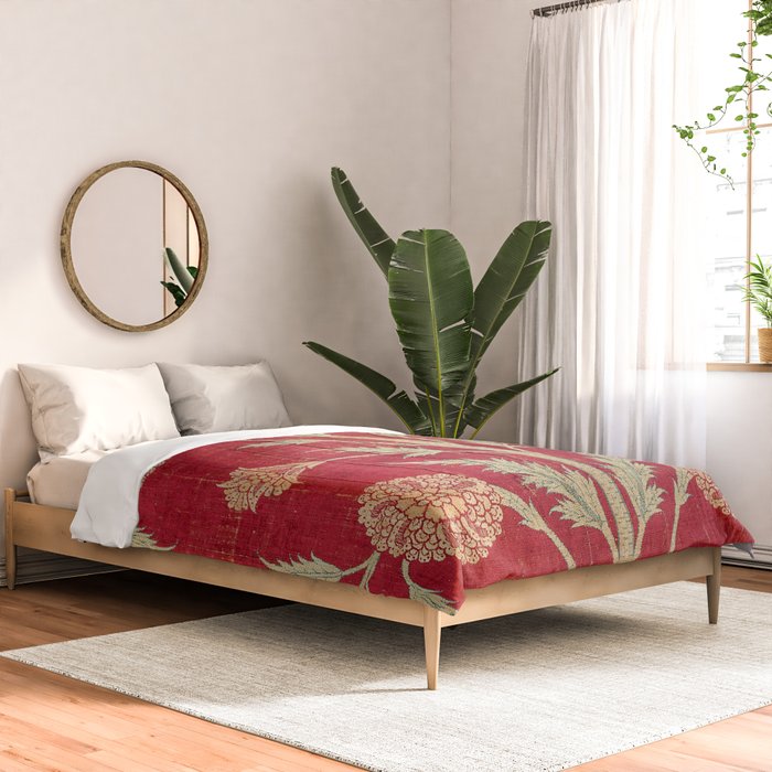 Vintage Distressed Red Floral Comforter Gallery Image 2
