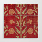 Vintage Distressed Red Floral Wood Wall Art Gallery Image 1