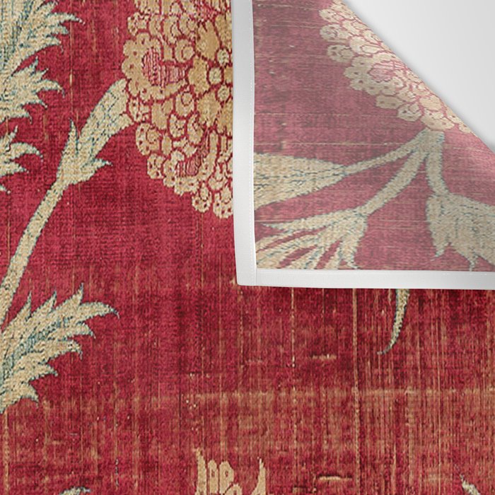 Vintage Distressed Red Floral Wall Tapestry Gallery Image 3