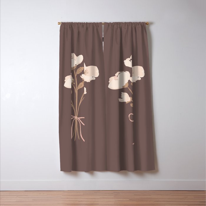 Delicate bouquet of flowers with bow - Peach and mocha copper Window Curtain Gallery Image 3