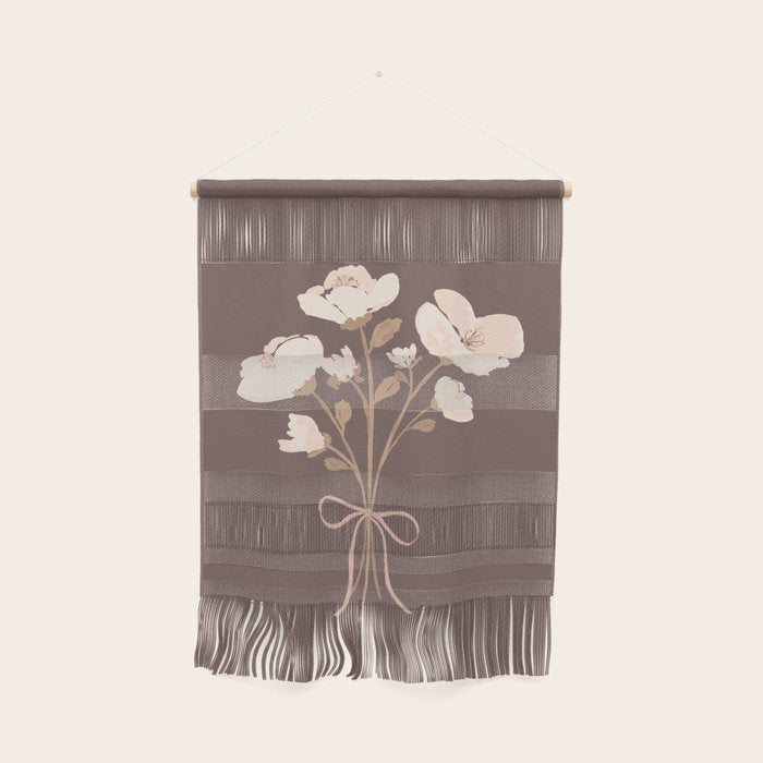 Delicate bouquet of flowers with bow - Peach and mocha copper Wall Hanging Gallery Image 1