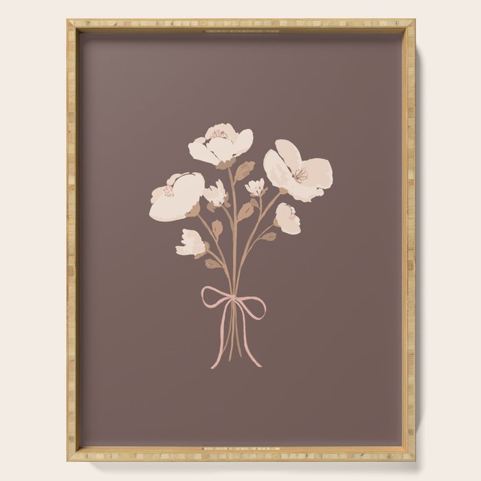 Delicate bouquet of flowers with bow - Peach and mocha copper Serving Tray Gallery Image 1