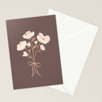 Delicate bouquet of flowers with bow - Peach and mocha copper Stationery Card Gallery Image 2