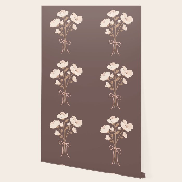 Delicate bouquet of flowers with bow - Peach and mocha copper Wallpaper Gallery Image 2