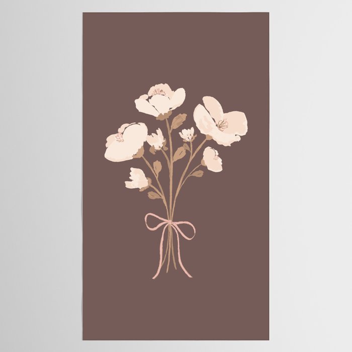 Delicate bouquet of flowers with bow - Peach and mocha copper Tablecloth Gallery Image 2