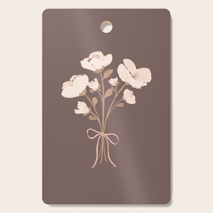Delicate bouquet of flowers with bow - Peach and mocha copper Cutting Board Gallery Image 1