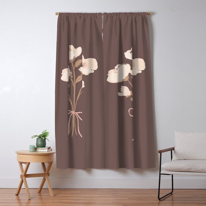 Delicate bouquet of flowers with bow - Peach and mocha copper Window Curtain Gallery Image 5