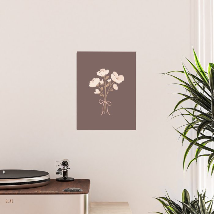 Delicate bouquet of flowers with bow - Peach and mocha copper Poster Gallery Image 2