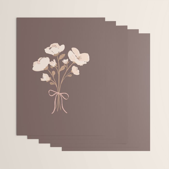 Delicate bouquet of flowers with bow - Peach and mocha copper Wrapping Paper Gallery Image 3