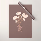 Delicate bouquet of flowers with bow - Peach and mocha copper Wrapping Paper Gallery Image 1