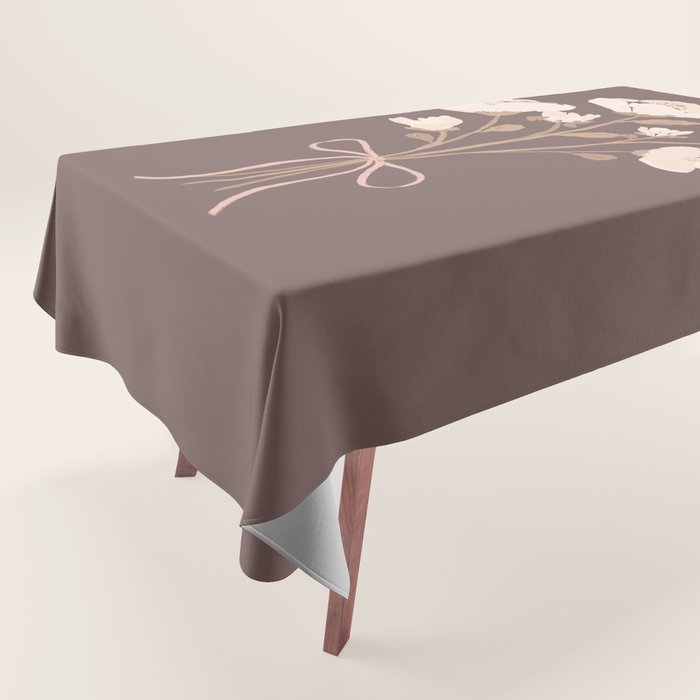 Delicate bouquet of flowers with bow - Peach and mocha copper Tablecloth Gallery Image 1