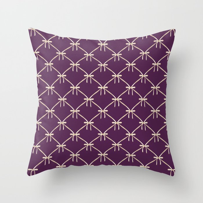 Bows & Ribbons Pattern XXXV Dark Purple Throw Pillow Gallery Image 6