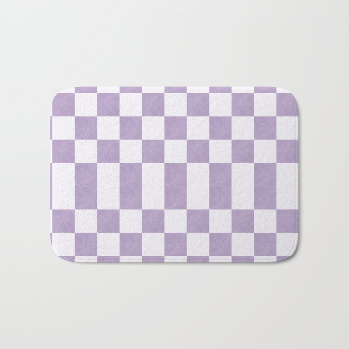 Lilac and white checkered Bath Mat Gallery Image 1
