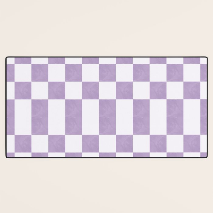 Lilac and white checkered Desk Mat Gallery Image 3