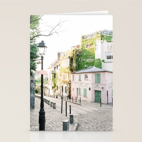 La Maison Rose, Pink Café in Paris, France | The Pink House in Montmartre, Paris, France | Fine Art Travel Photography Stationery Card Gallery Image 1