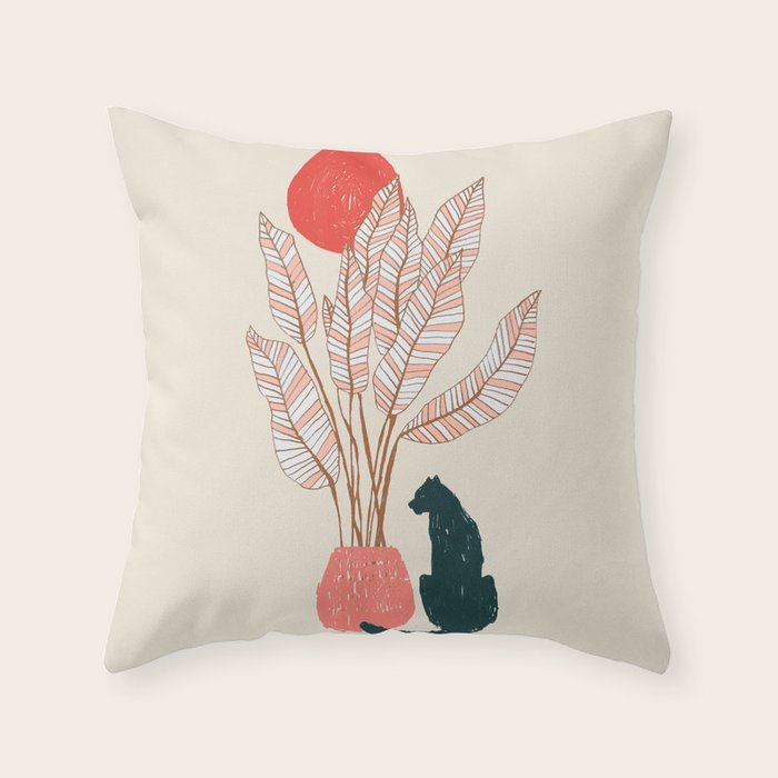 Summer panther Throw Pillow Gallery Image 1