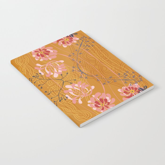 Art Nouveau floral pattern with lines - Honey Notebook Gallery Image 1