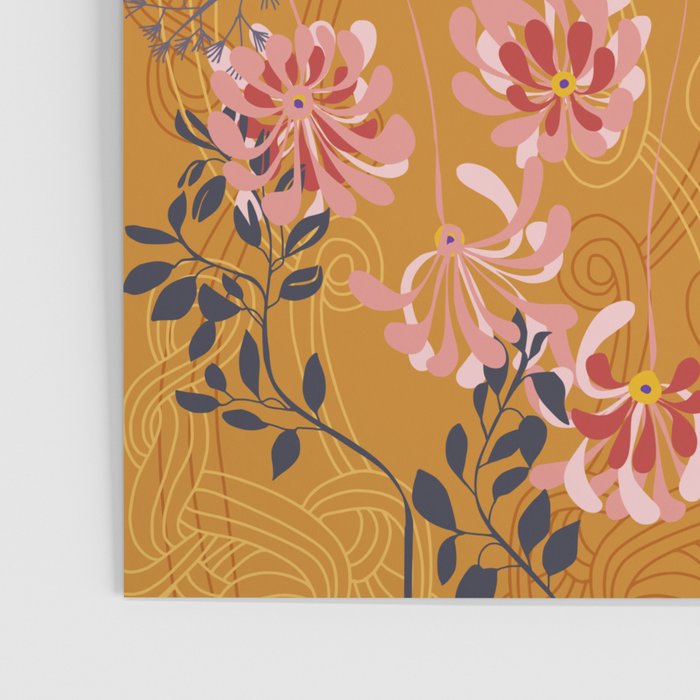 Art Nouveau floral pattern with lines - Honey Poster Gallery Image 3