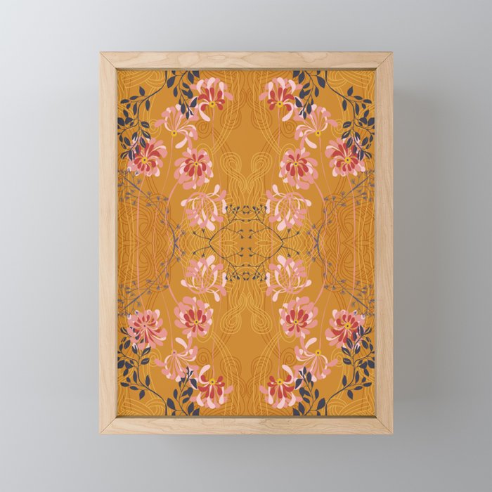 Art Nouveau floral pattern with lines - Honey Mini Art Print Gallery Image 1