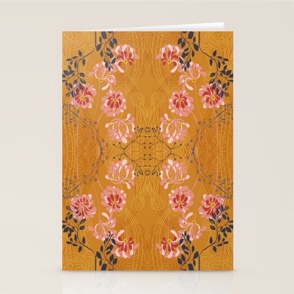 Art Nouveau floral pattern with lines - Honey Stationery Card Gallery Image 2