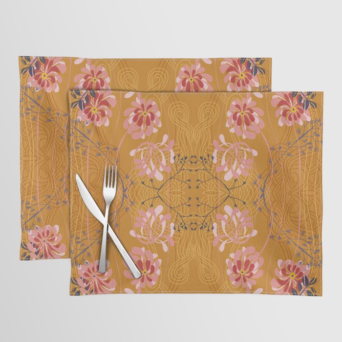 Art Nouveau floral pattern with lines â Honey Placemat Gallery Image 1