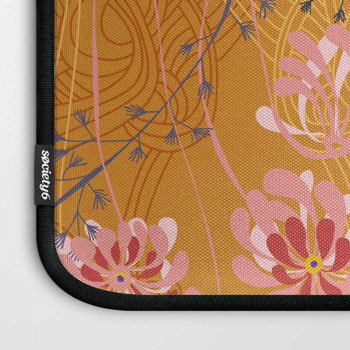 Art Nouveau floral pattern with lines - Honey Laptop Sleeve Gallery Image 3