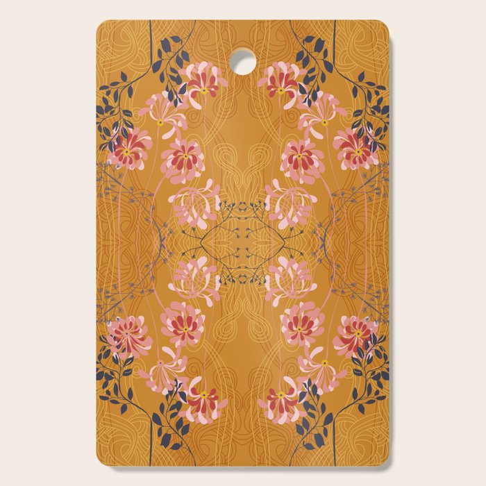 Art Nouveau floral pattern with lines - Honey Cutting Board Gallery Image 1