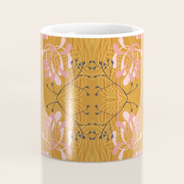 Art Nouveau floral pattern with lines - Honey Coffee Mug Gallery Image 4