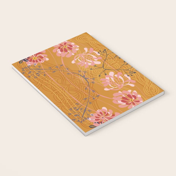 Art Nouveau floral pattern with lines - Honey Notebook Gallery Image 3