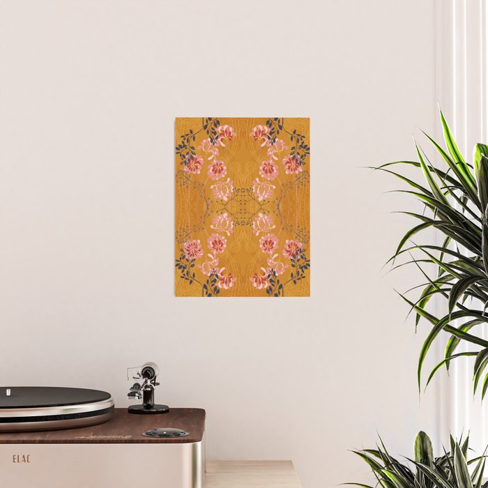 Art Nouveau floral pattern with lines - Honey Poster Gallery Image 2